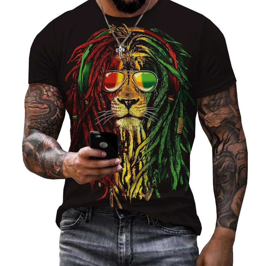 2022 Summer Fashion Bob Marley Reggae Printed 3D T-shirt Men